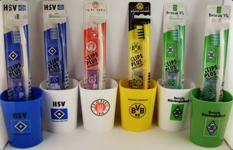 Fußball Bundesliga Zahnputzset 4 Vereine Neu & OVP  